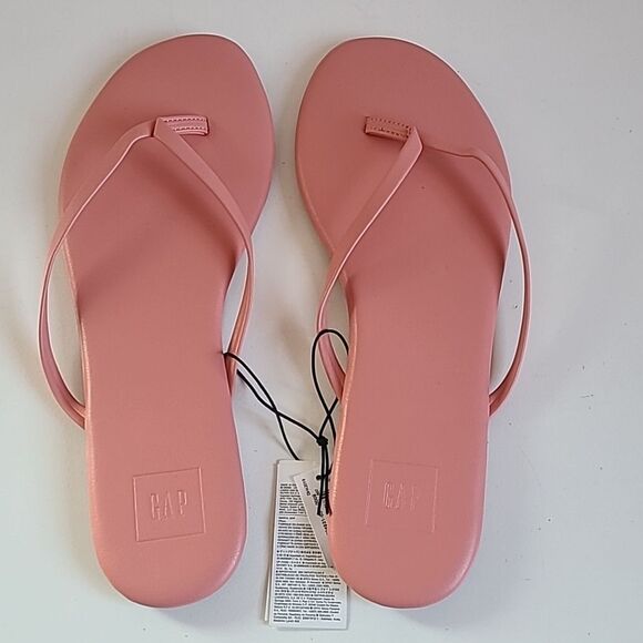 Gap Vegan Leather Coral Pink Flip Flops Thongs Toe Sandals Size 9 - Picture 4 of 12